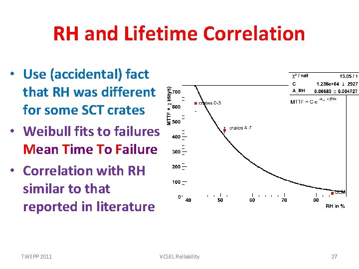 RH and Lifetime Correlation • Use (accidental) fact that RH was different for some