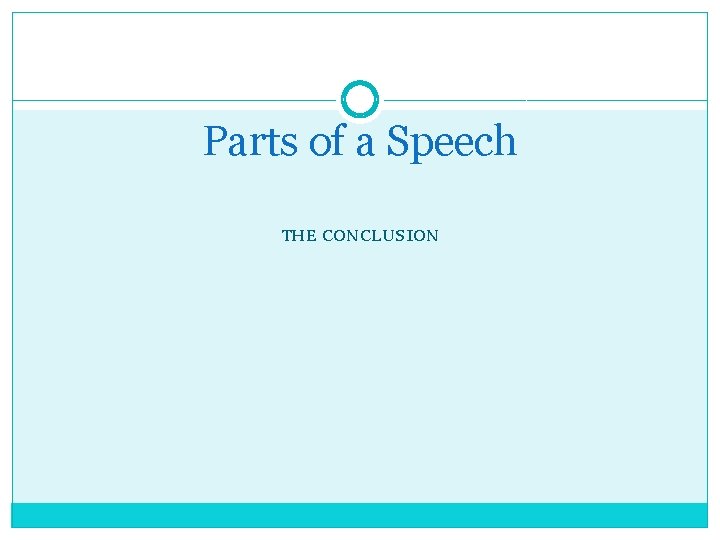 Parts of a Speech THE CONCLUSION 