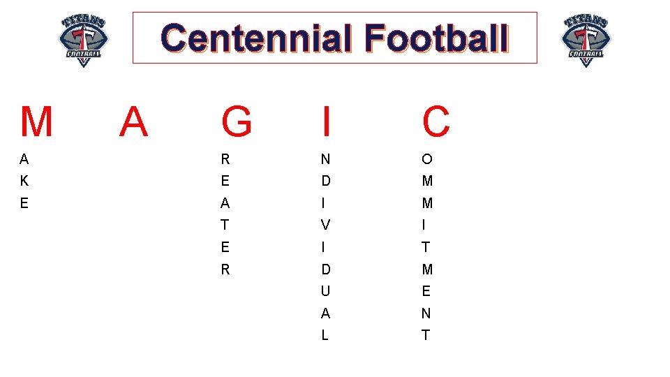 Centennial Football M A G I C A R N O K E D