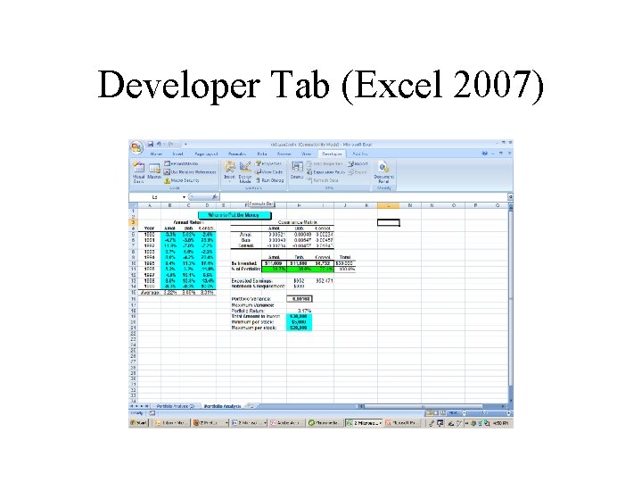 Developer Tab (Excel 2007) 