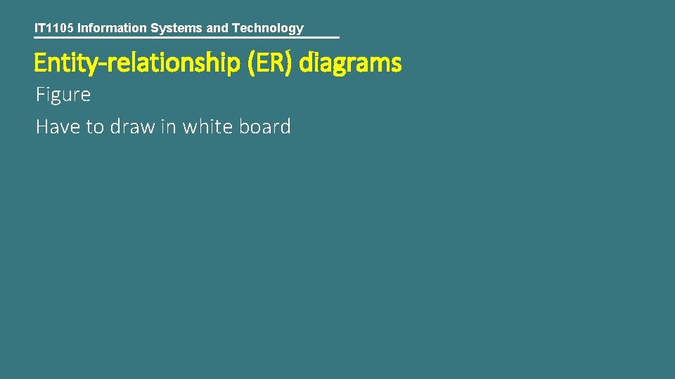 IT 1105 Information Systems and Technology Entity-relationship (ER) diagrams Figure Have to draw in