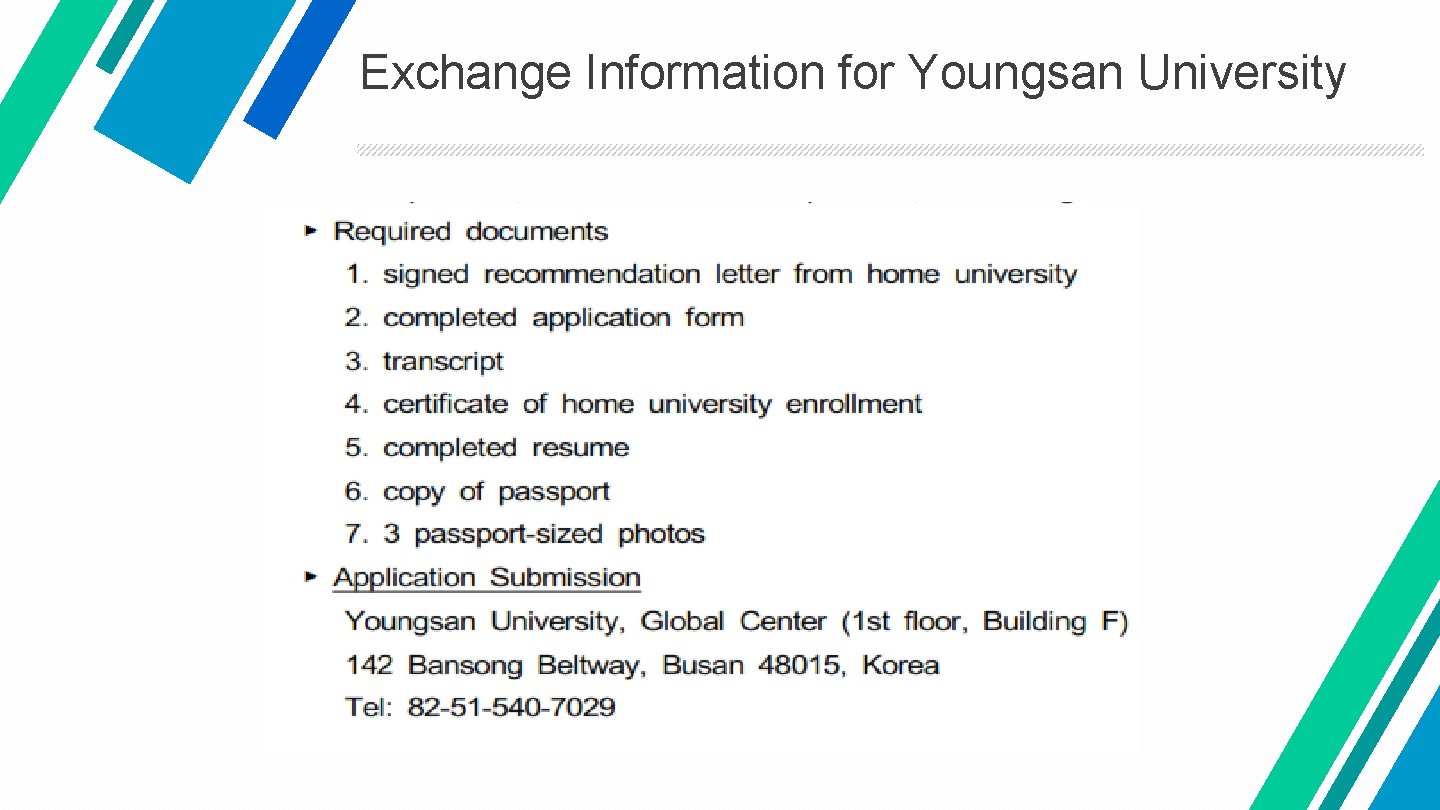 Exchange Information for Youngsan University 