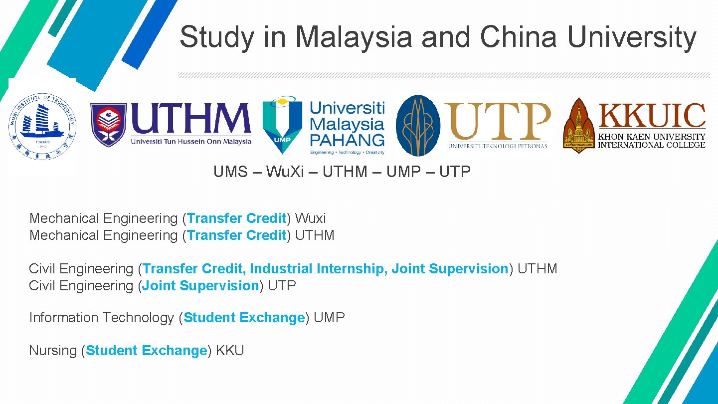 Study in Malaysia and China University UMS – Wu. Xi – UTHM – UMP