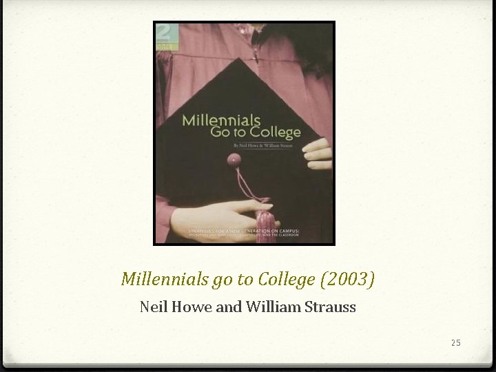 Millennials go to College (2003) Neil Howe and William Strauss 25 