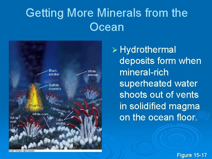 Getting More Minerals from the Ocean Ø Hydrothermal deposits form when mineral-rich superheated water
