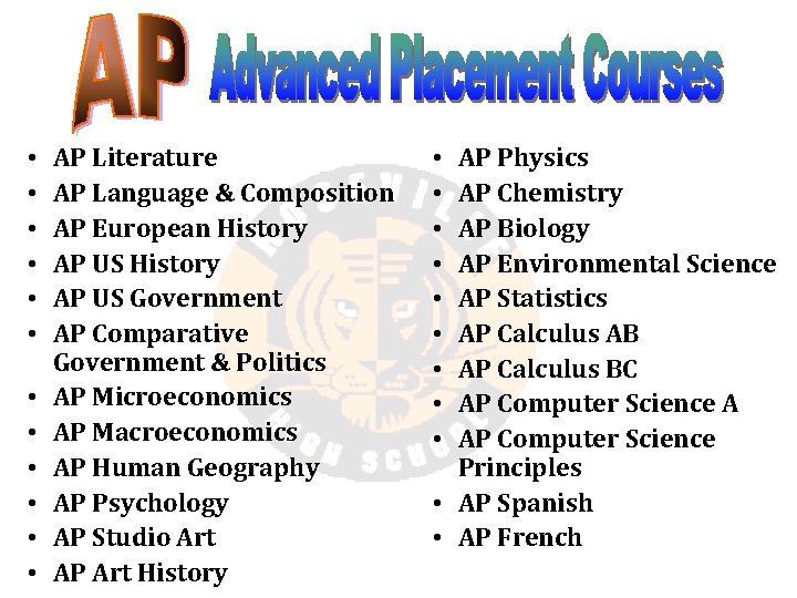  • • • AP Literature AP Language & Composition AP European History AP