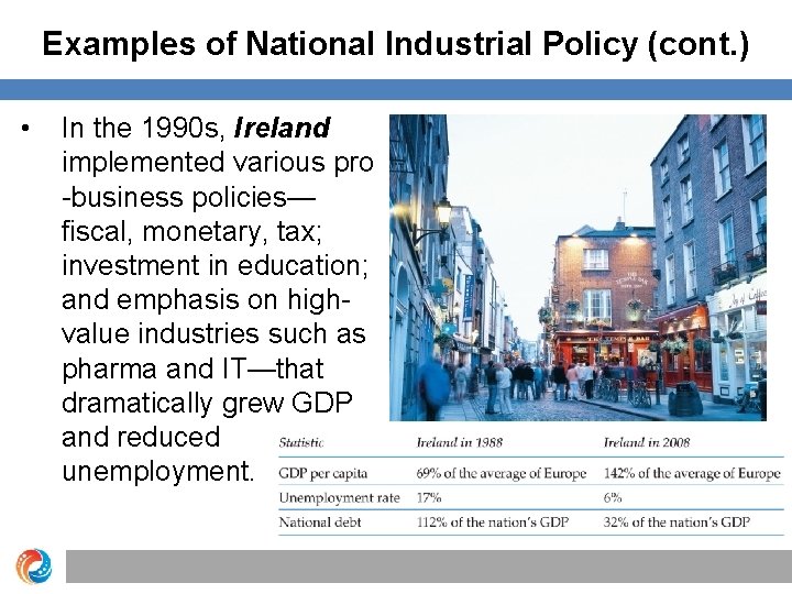 Examples of National Industrial Policy (cont. ) • In the 1990 s, Ireland implemented