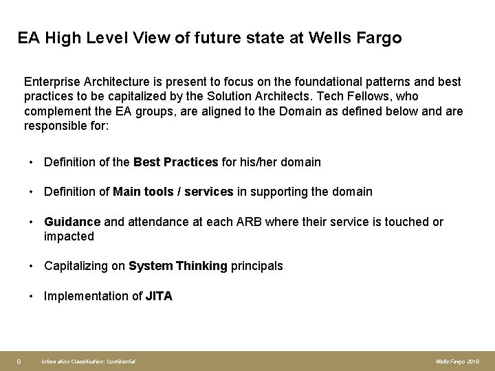 EA High Level View of future state at Wells Fargo Enterprise Architecture is present