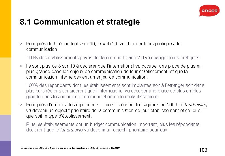 8. 1 Communication et stratégie > Pour près de 9 répondants sur 10, le