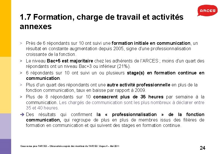 1. 7 Formation, charge de travail et activités annexes > Près de 6 répondants