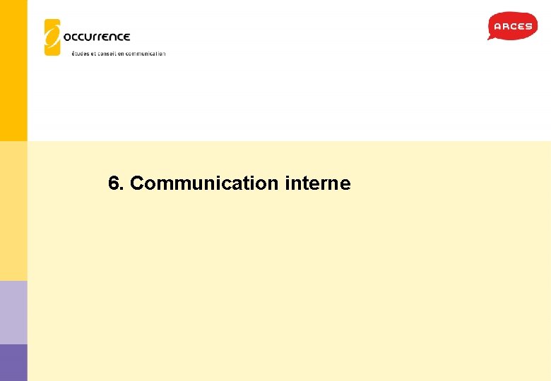 6. Communication interne Occurrence pour l’ARCES – Observatoire auprès des membres de l ’ARCES,