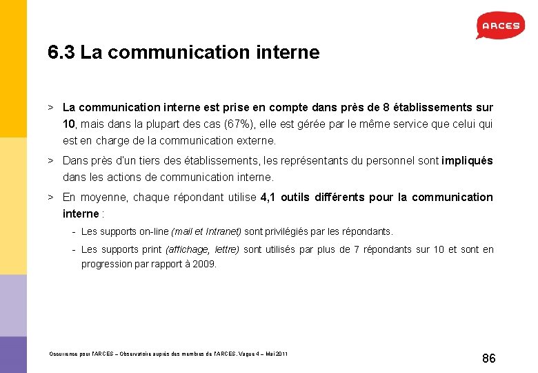 6. 3 La communication interne > La communication interne est prise en compte dans