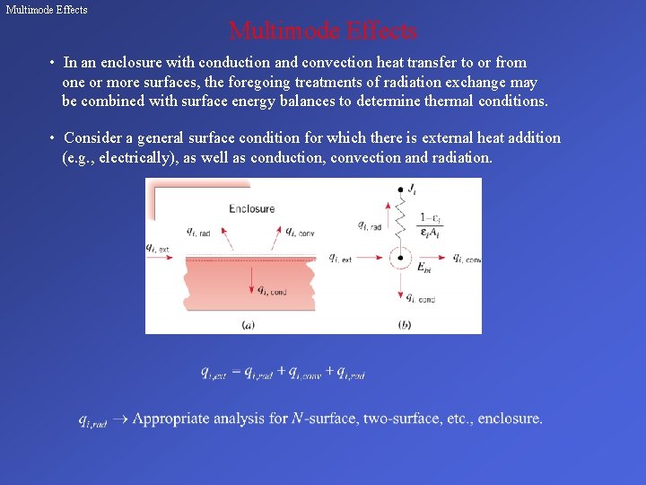 Multimode Effects • In an enclosure with conduction and convection heat transfer to or