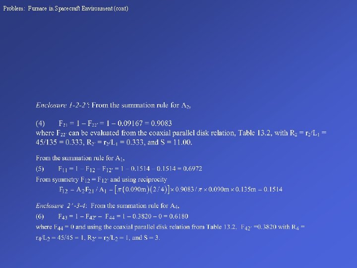 Problem: Furnace in Spacecraft Environment (cont) 