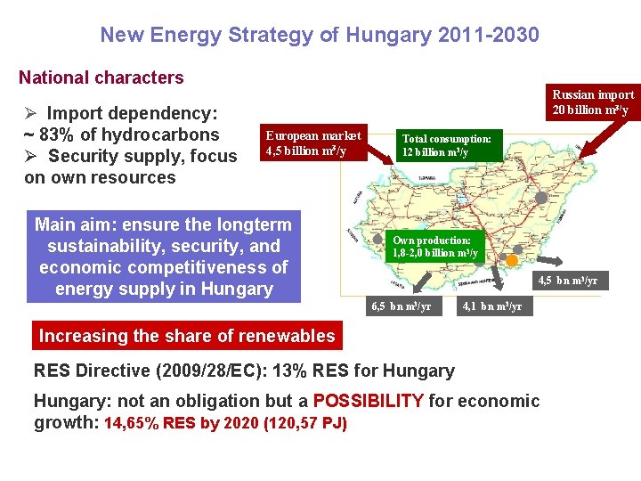 New Energy Strategy of Hungary 2011 -2030 National characters Ø Import dependency: ~ 83%