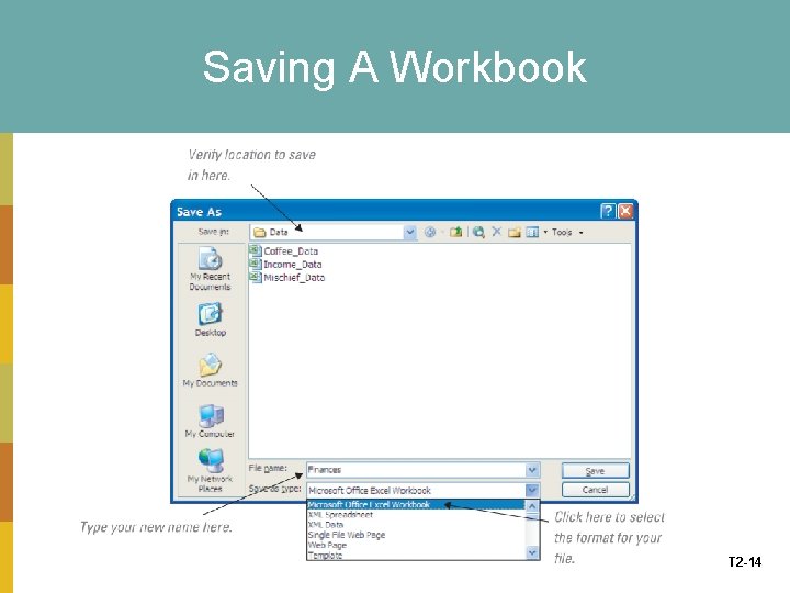 Saving A Workbook T 2 -14 