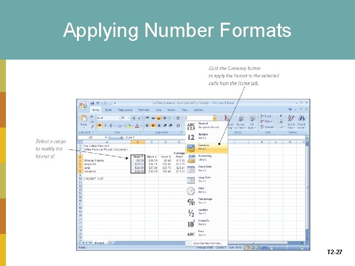 Applying Number Formats T 2 -27 