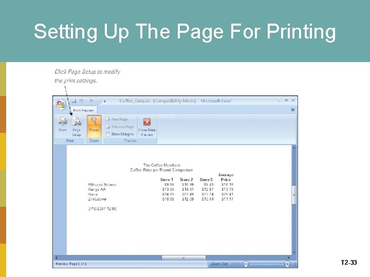 Setting Up The Page For Printing T 2 -33 