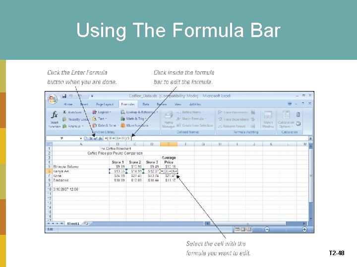 Using The Formula Bar T 2 -48 