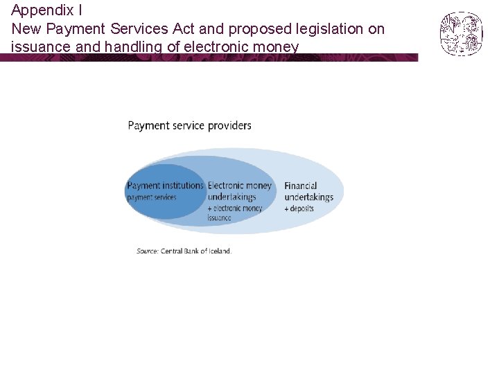 Appendix I New Payment Services Act and proposed legislation on issuance and handling of
