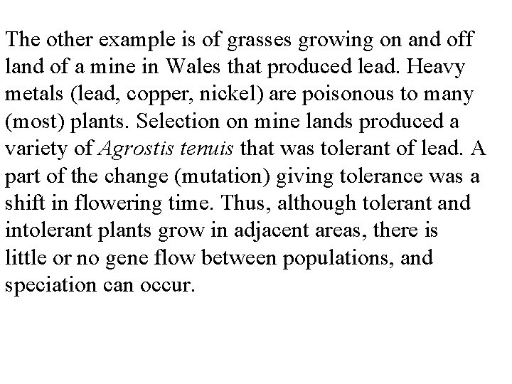 The other example is of grasses growing on and off land of a mine