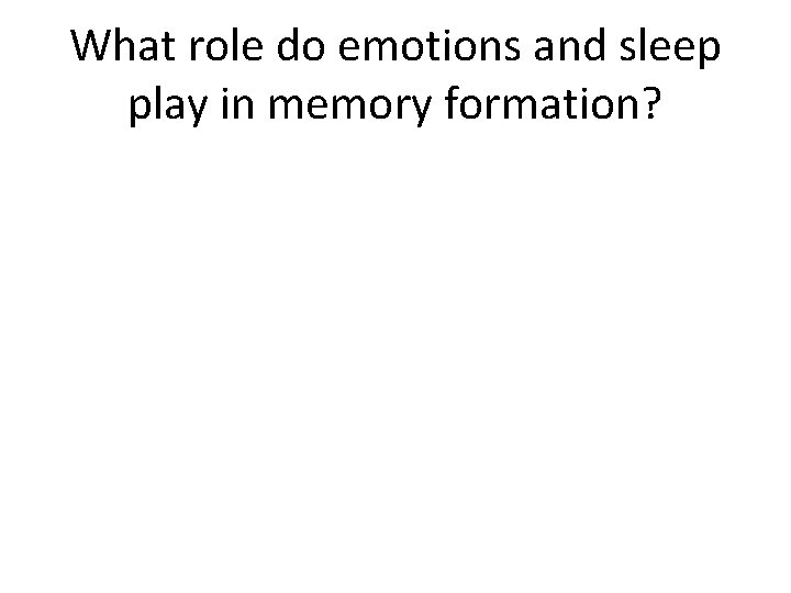 What role do emotions and sleep play in memory formation? 