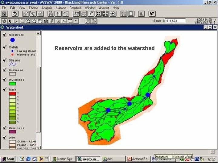 Reservoirs are added to the watershed 