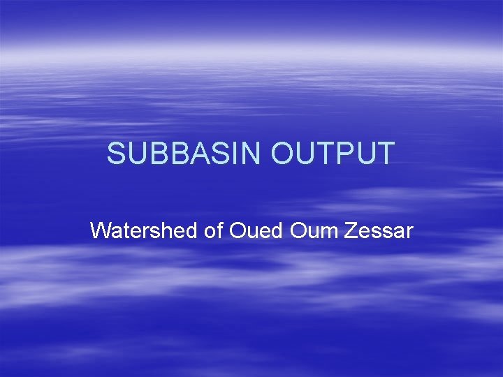 SUBBASIN OUTPUT Watershed of Oued Oum Zessar 