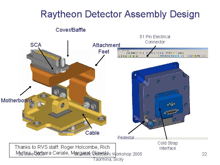 Raytheon Detector Assembly Design Cover/Baffle SCA Attachment Feet 51 Pin Electrical Connector Motherboard Cable