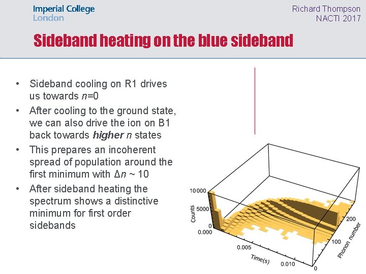 Richard Thompson NACTI 2017 Sideband heating on the blue sideband • Sideband cooling on
