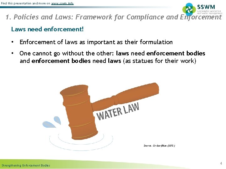 Find this presentation and more on www. sswm. info 1. Policies and Laws: Framework