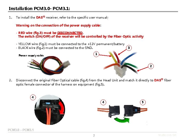 Installation PCM 3. 0 - PCM 3. 1: 1. To install the DAS® receiver,