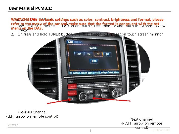 User Manual PCM 3. 1: To enter in DAS WARNING: For the basic settings