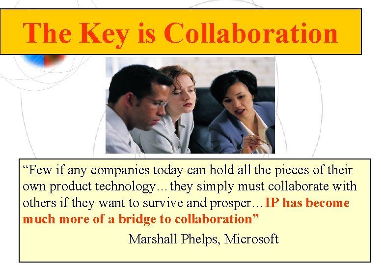 The Key is Collaboration “Few if any companies today can hold all the pieces