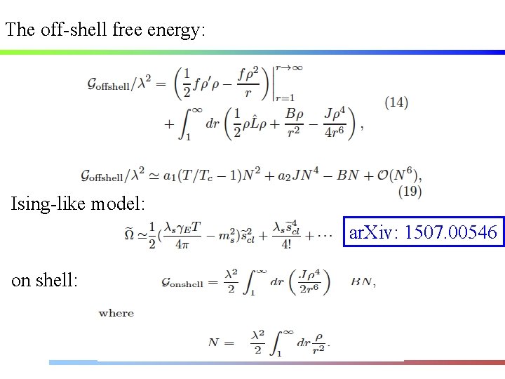 The off-shell free energy: Ising-like model: ar. Xiv: 1507. 00546 on shell: 