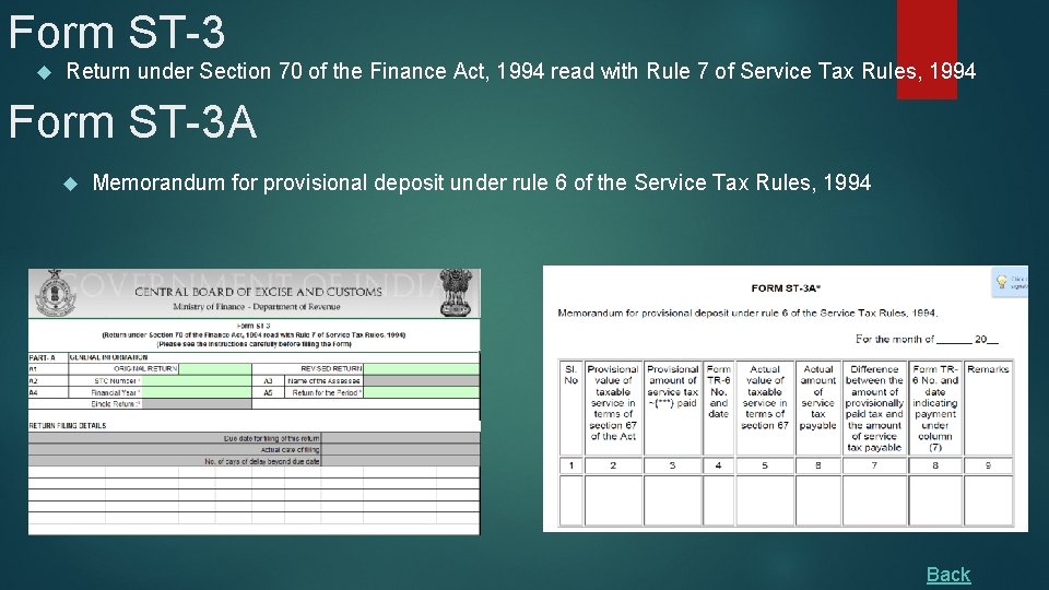 Form ST-3 Return under Section 70 of the Finance Act, 1994 read with Rule