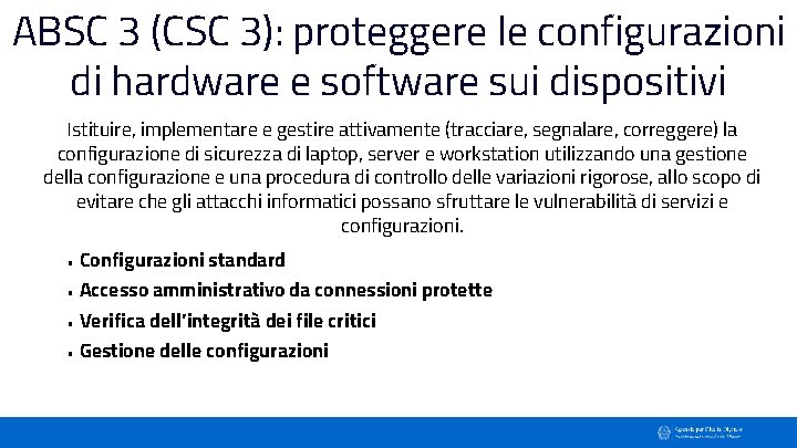ABSC 3 (CSC 3): proteggere le configurazioni di hardware e software sui dispositivi Istituire,