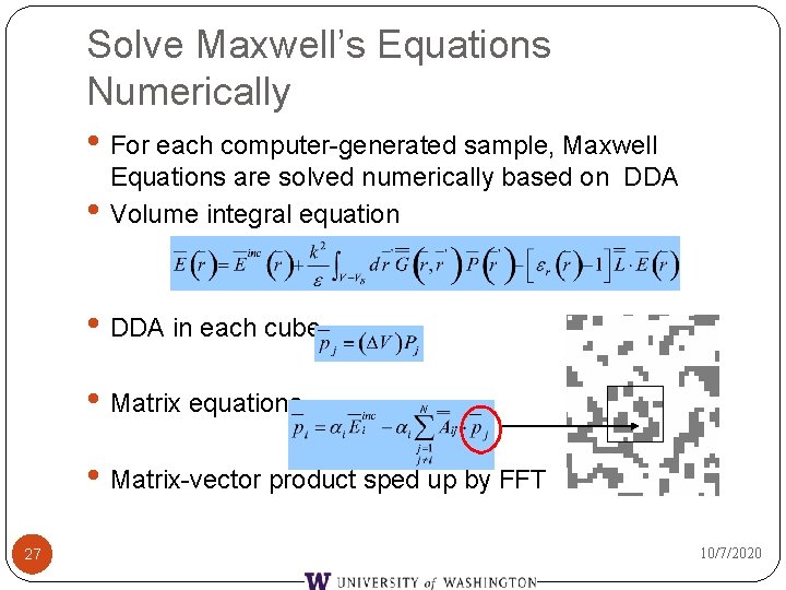 Solve Maxwell’s Equations Numerically • For each computer-generated sample, Maxwell • Equations are solved