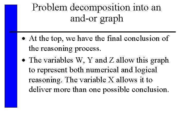 Problem decomposition into an and-or graph · At the top, we have the final