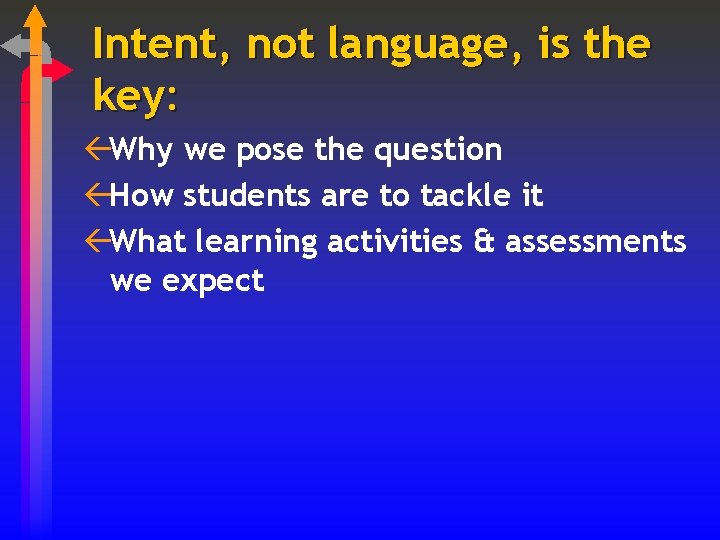 Intent, not language, is the key: ßWhy we pose the question ßHow students are