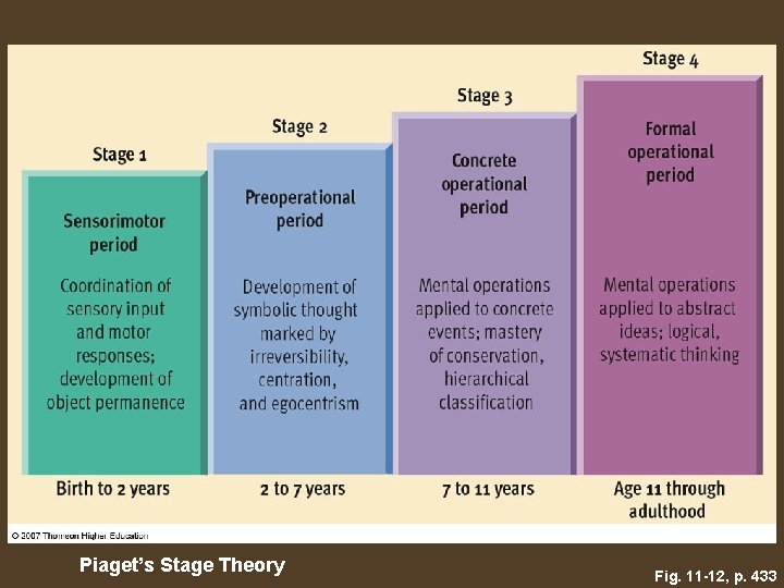 Piaget’s Stage Theory Fig. 11 -12, p. 433 