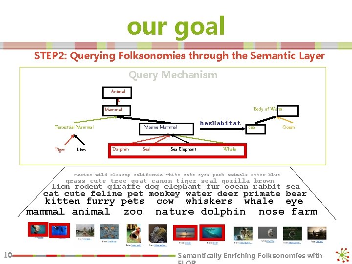 our goal STEP 2: Querying Folksonomies through the Semantic Layer Query Mechanism Animal Body