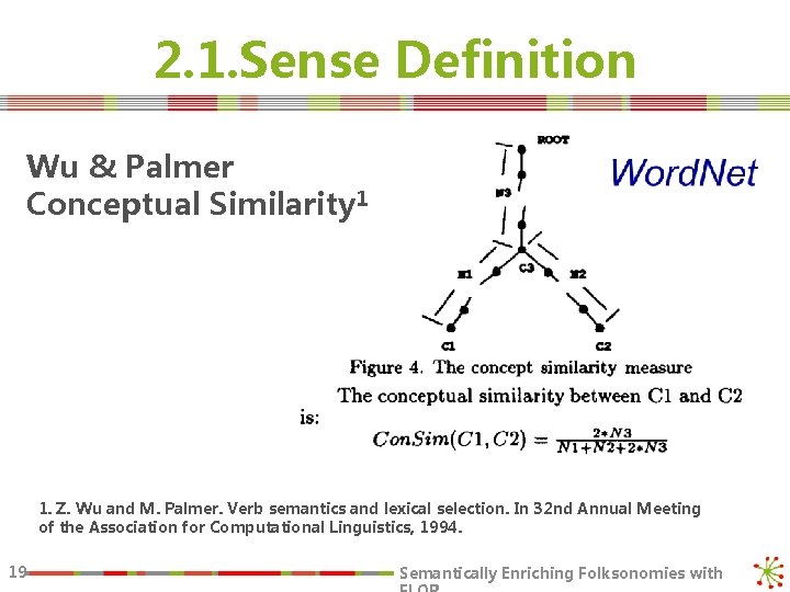 2. 1. Sense Definition Wu & Palmer Conceptual Similarity 1 1. Z. Wu and