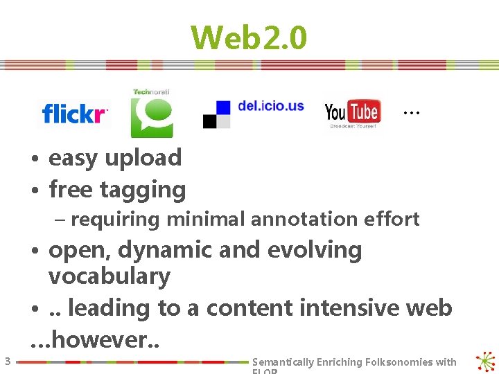 Web 2. 0 … • easy upload • free tagging – requiring minimal annotation
