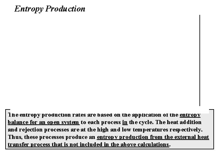 Entropy Production The entropy production rates are based on the application of the entropy