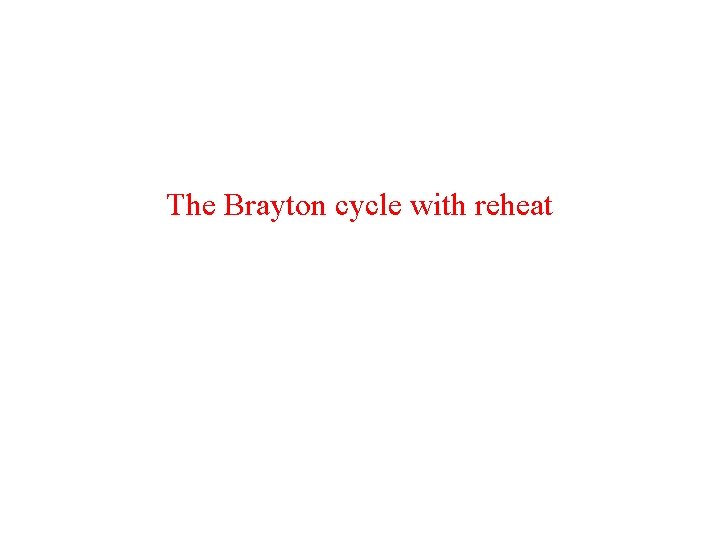 The Brayton cycle with reheat 