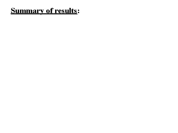 Summary of results: 