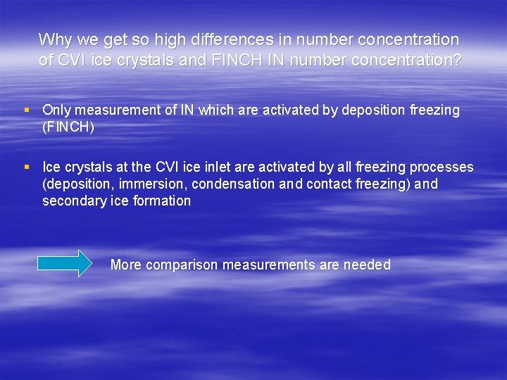 Why we get so high differences in number concentration of CVI ice crystals and