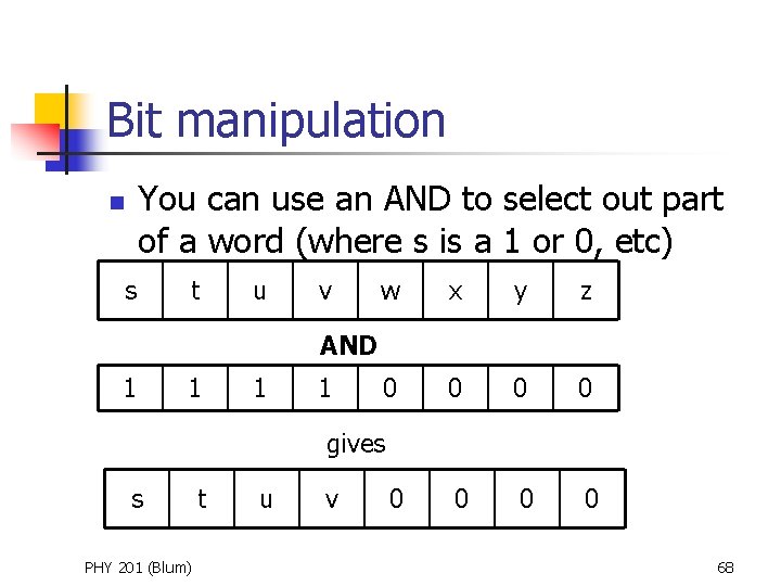 Bit manipulation You can use an AND to select out part of a word