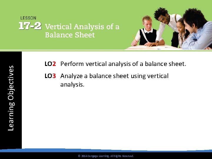 Learning Objectives LO 2 Perform vertical analysis of a balance sheet. LO 3 Analyze